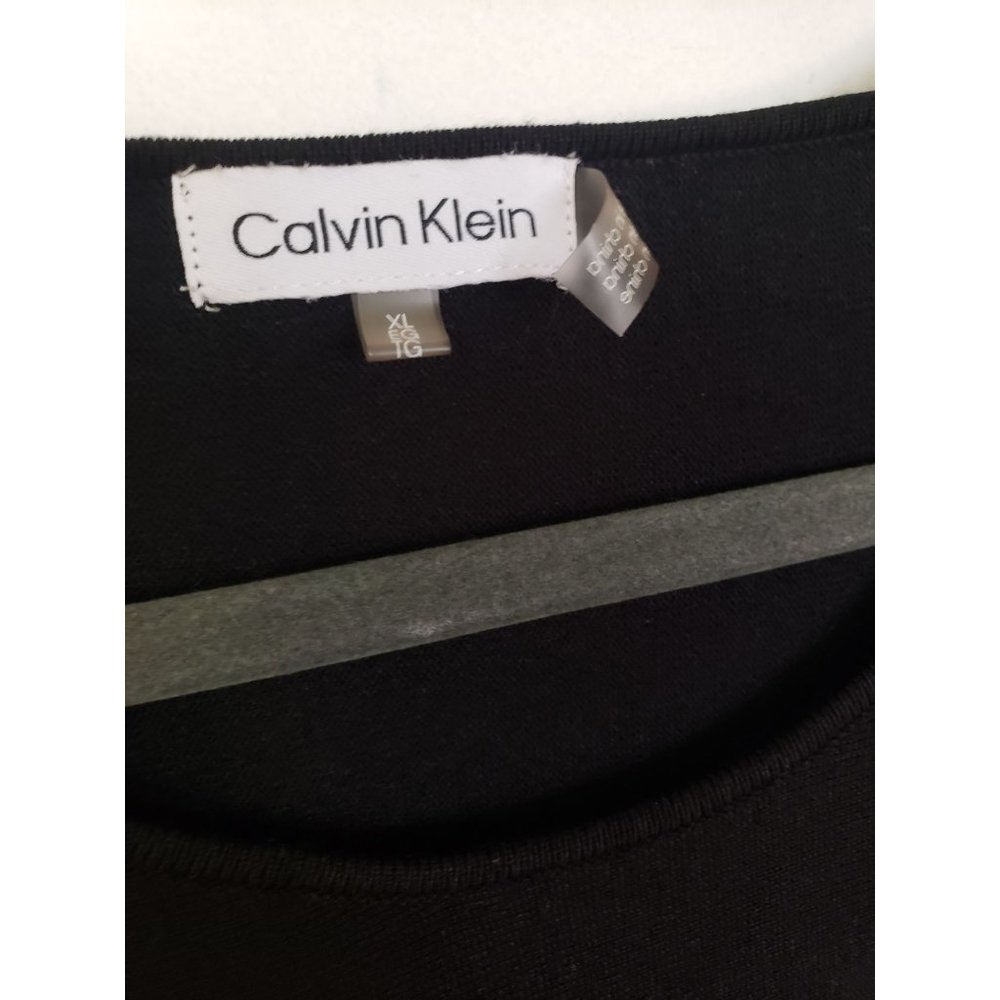 CALVIN KLIEN SWEATER‎ SIZE  EXTRA LARGE BLACK BEADED BLACK PEARLS AND SPARKLES - Picture 3 of 10